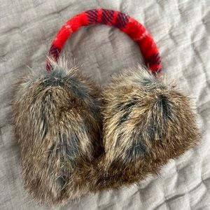 J.Crew Faux Fur Plaid Earmuffs